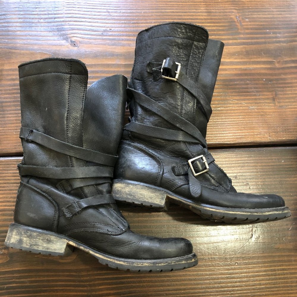 Steve Madden Black Leather Boots - Size 9
